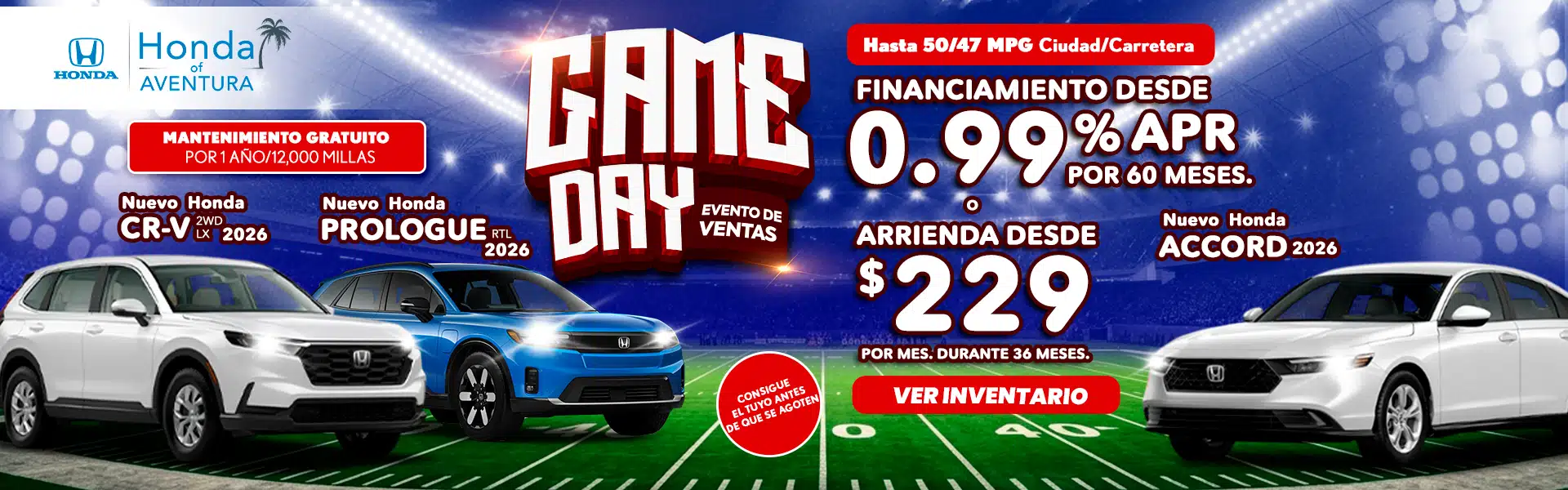 Honda of Aventura Game Day Sales Event